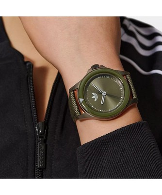 Adidas Men's Expression One AOFH23017 Green Dial Fabric Strap