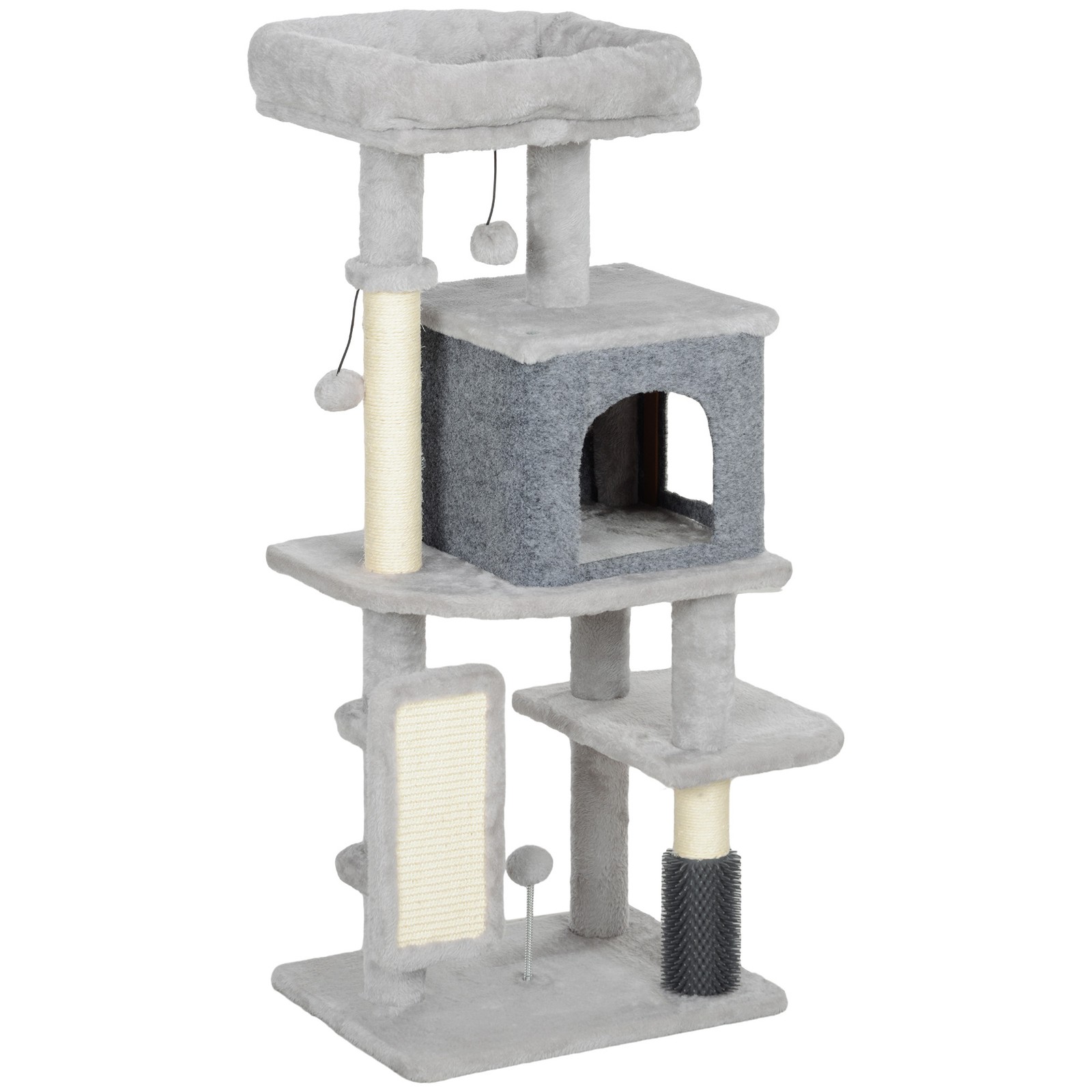 Albero Per Gatti Multilivello Alto 104 Cm Con Casetta, Lettino, Pali Tiragraffi,