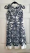 Ann Taylor Women’s Dress Size 4 Black White Geometric A-Line Knee Lined Zip