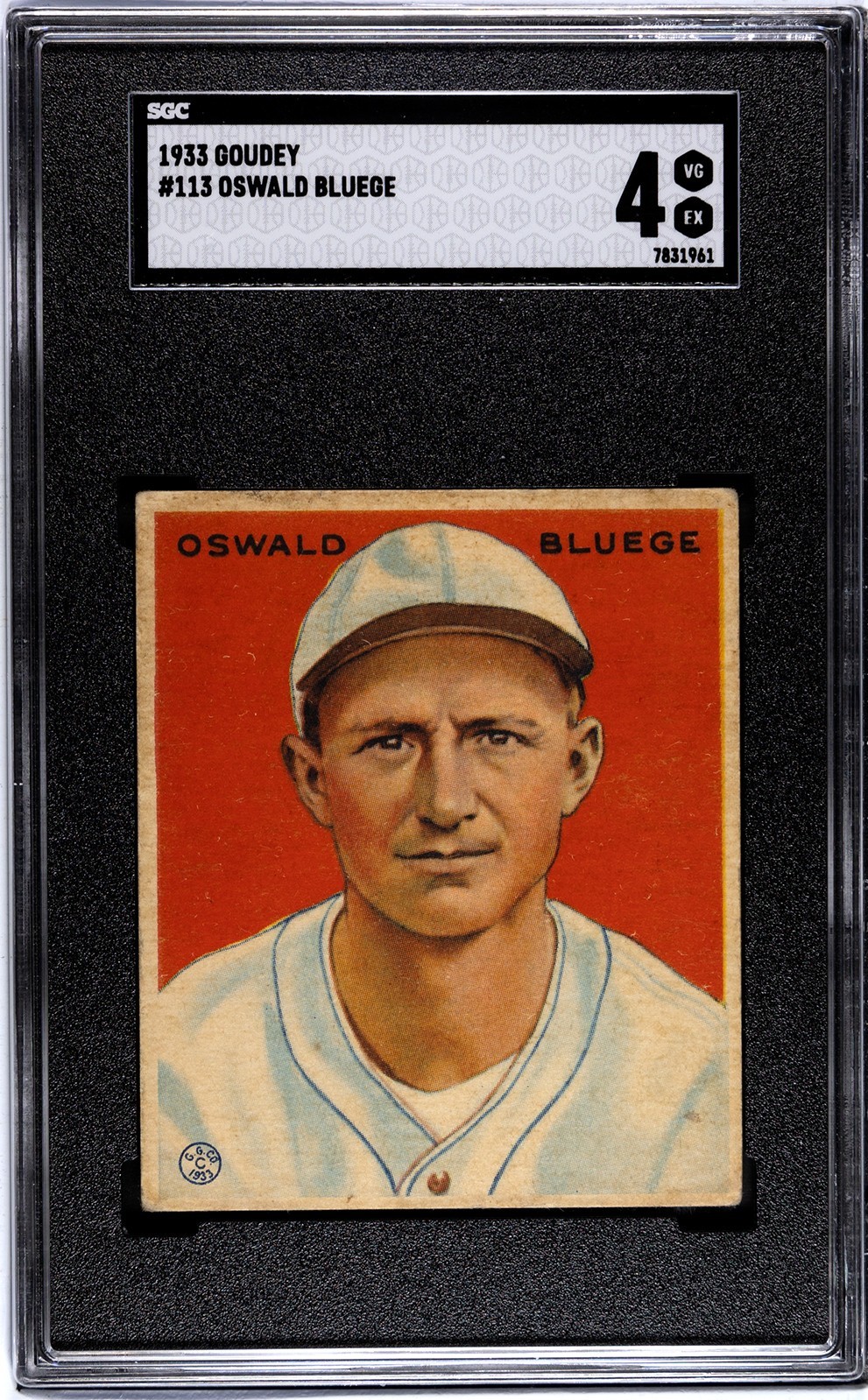 1933 Goudey #113 Oswald Bluege SGC 4 VG-EX