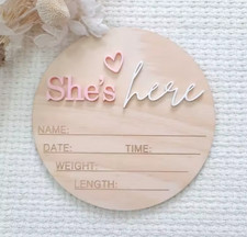 wooden birth announcement