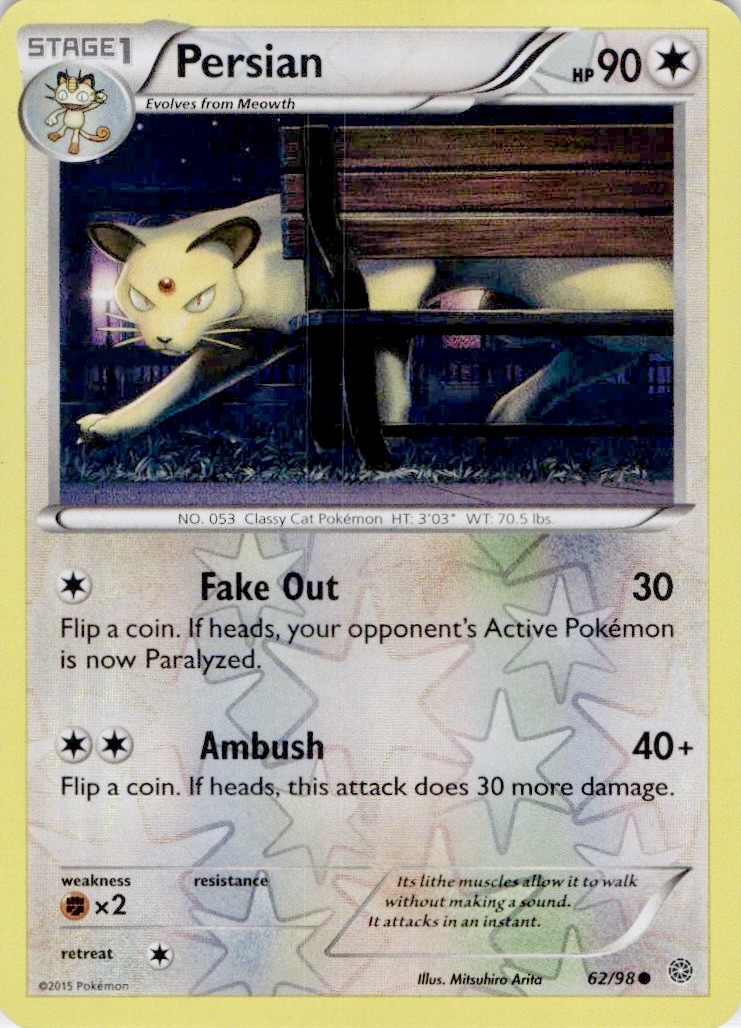 Persian 62/98 Common Ancient Origins Pokemon Reverse Holo Near Mint