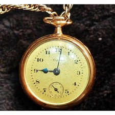 Vintage Elgin Gold-Filled Open Face Pocket Watch with Chain