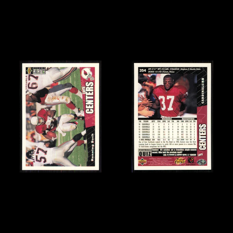 Larry Centers #354 1996 Collectors Choice Arizona Cardinals Football Card NFL NM - Image 3 of 3
