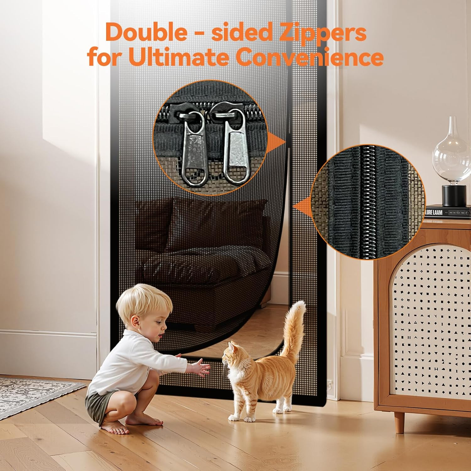 Cat Screen Door, Extra Tall Cat-Proof Mesh Gate, Fit Door Size 36'' X 82'', anti