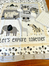 Protect Wildlife on Gra-White Corron Flannel Crib Panel Polka Dots backing OOP