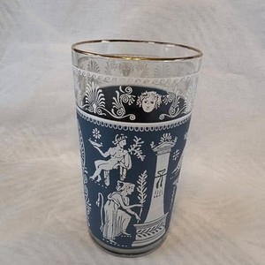 Vintage Mid-Century Modern Greek Inspired Print Cocktail glasses - set of 8