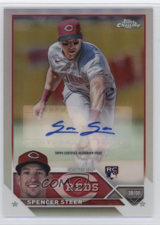 2023 Topps Chrome Update Auto Refractor 214/499 Spencer Steer #AC-SS Auto 11bi