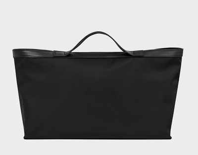 【美品】KINDERSALMON 韓国 トートバッグ ToteBag Black Kindersalmon Posell Nylon Tote Bag Black Large with Leather Trim