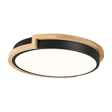 Modern LED Close to Ceiling Light, Round Shape Flush Mount 11.8 in Black