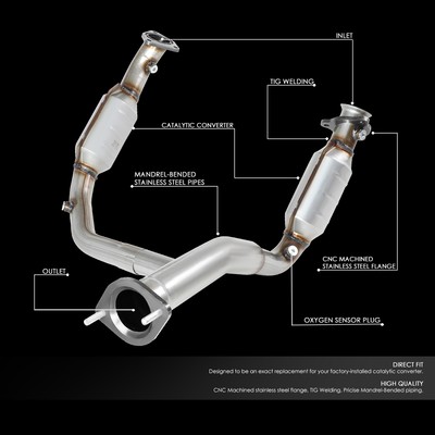 Catalytic Converter Y-Pipe Kit For 2007-2009 Chevy Tahoe & GMC Yukon 4.8L, 5.3L, 6.0L - EPA Federal, Bolt-On