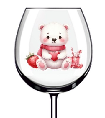 12x Valentinstag Bär Vinyl Aufkleber Abziehbild Becher Weinglas Flasche Auto Tasse