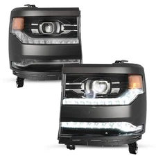 【FULL LED】Gloss Black Projector Headlights For 2016-18 Chevy Silverado 1500 Sets