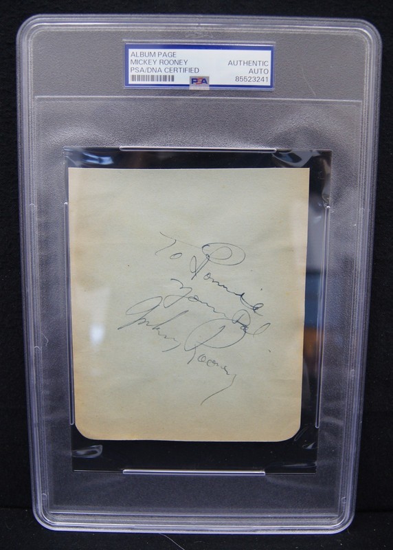 MICKEY ROONEY 1920-2014 Autographed Album Page PSA/DNA Authentic Auto Slabbed