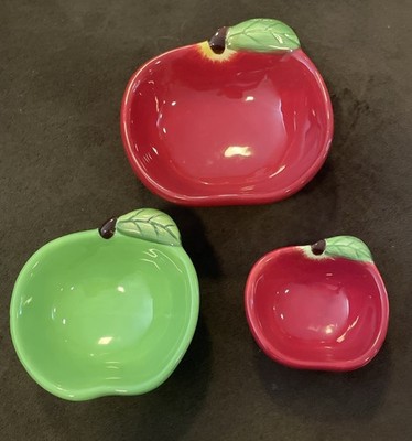 Apple Nesting Bowls Boston Warehouse Pottery Set 3x bowls 