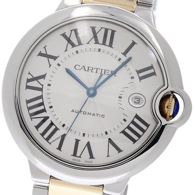 CARTIER Baron Blue LM W69009Z3 Date Silver Dial Automatic Men's Watch_959665
