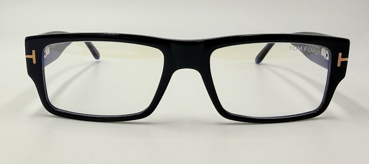 Authentic TOM FORD TF5835-B ECO 001 Shiny Black Rectangular Demo