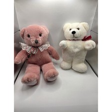 Dakin Plush Teddy Bear Lot Pink White Vintage 1984 1990 8in and 11in