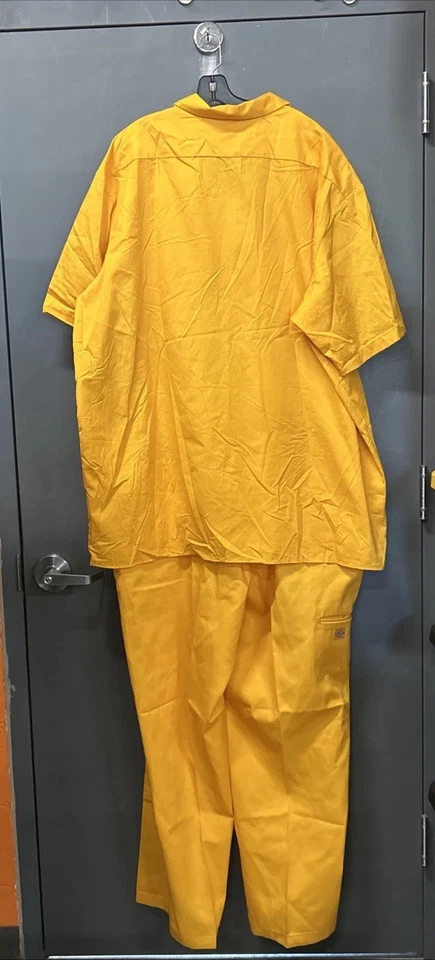 NWT Baggy Dickies Mechanic Workwear Set Pants 48x32 + Shirt 4XL Golden Yellow - Image 2 of 4