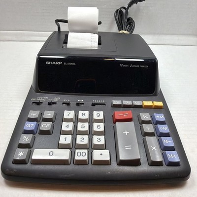 Sharp EL2196BL 2 Two-Color Printing Calculator Printer 12-Digit - TESTED BLACK