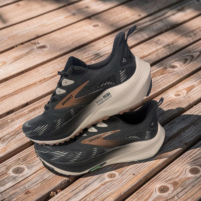 Brooks Ghost Trail Running Shoes Mesh Black Beige Men's Size 11.5 Medium