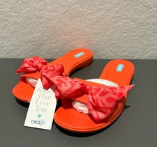 NEW Oka-B Madison Slide Sandals Women's M/L Orange Guava Bow