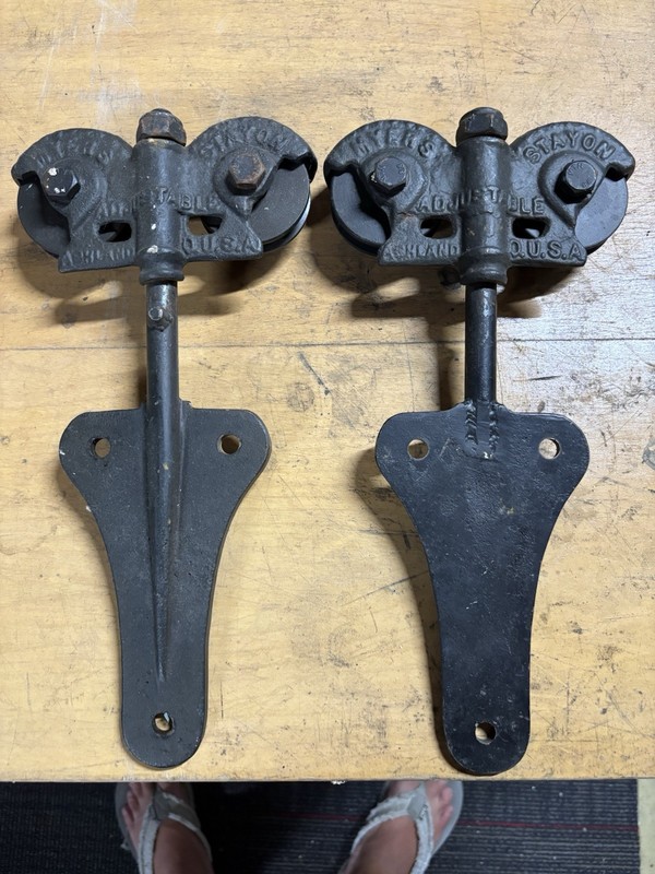 Antique Barn Door Slides Double Rollers VTG Antique MYERS STAYON ASHLAND OHIO