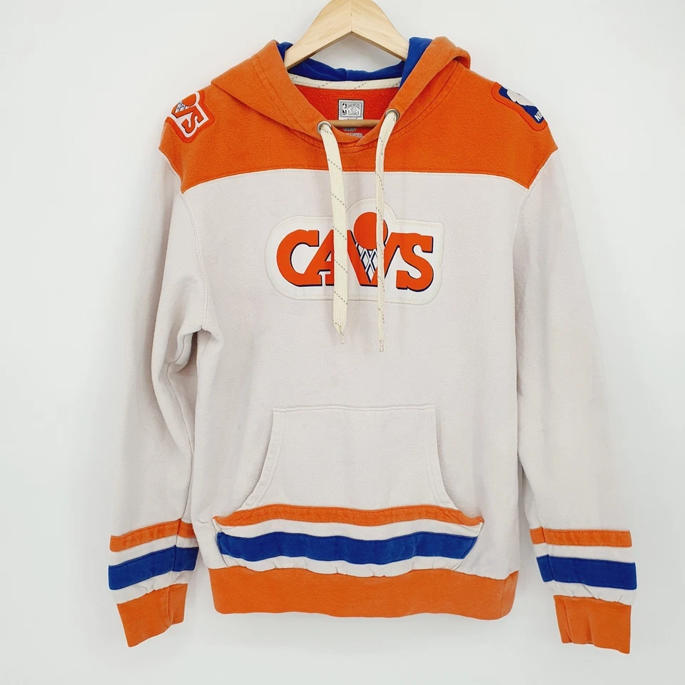 Sudadera con Capucha De Colección Años 90 NBA Cleveland Cavaliers Naranja Azul Para Hombre Pequeña Madera Clásica Foto 2 de 4