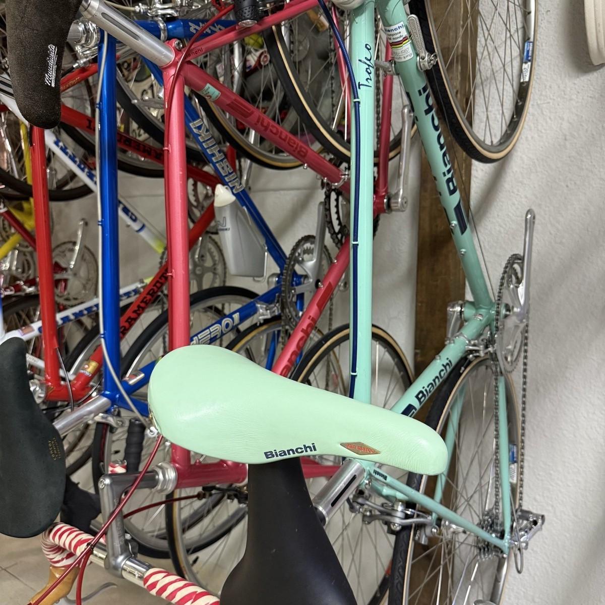 san marco ROLLS CELESTE BIANCHI 送料無料 VINTAGE SELLE SAN MARCO ROLLS SADDLE - BIANCHI CELESTE LEATHER