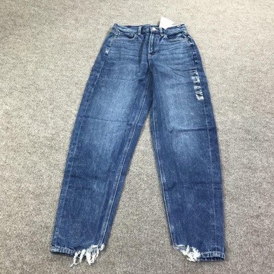 American Eagle Jeans Womens 00 24W Blue Relaxed Mom Jean Dark Dreams Distressed