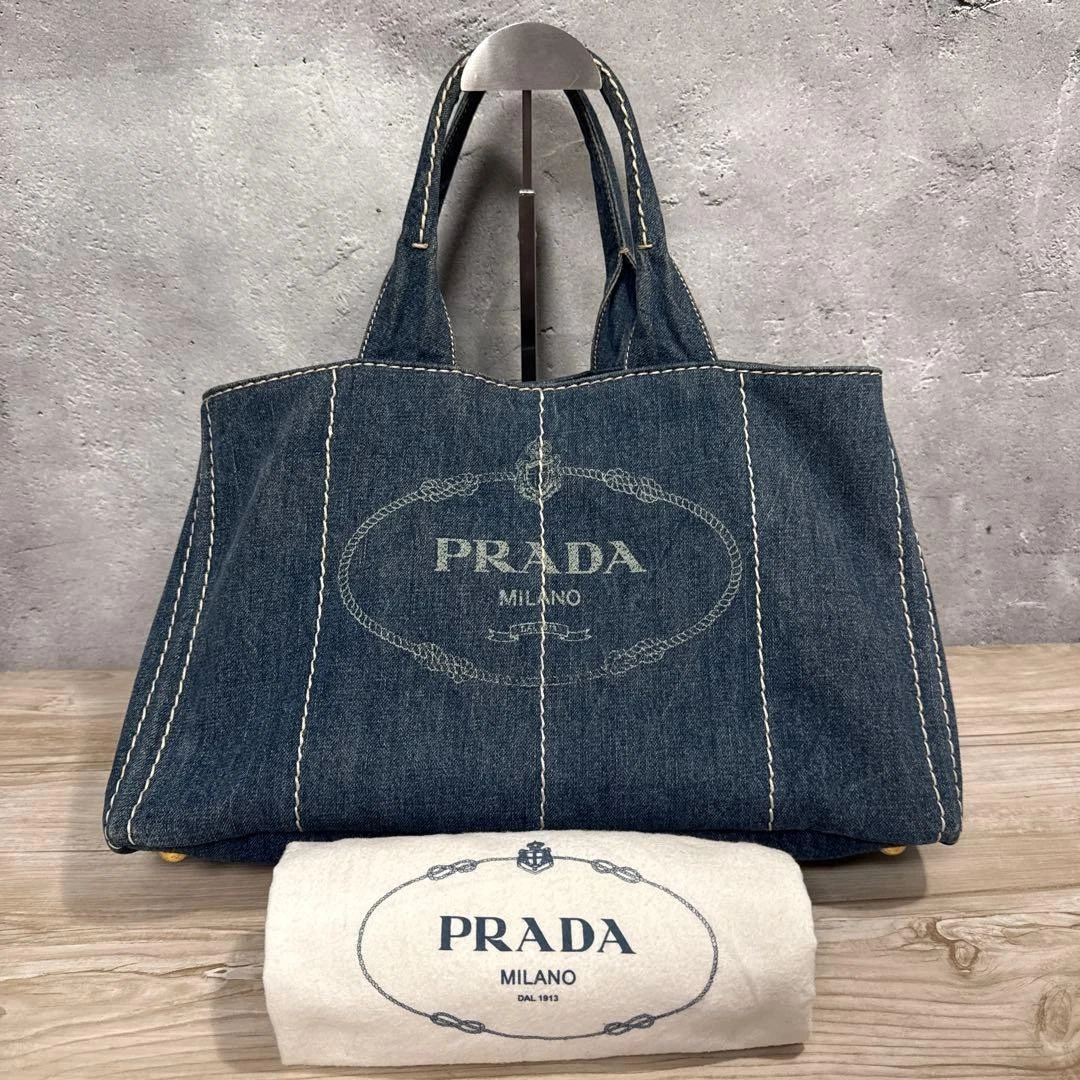 バッグ PRADA Navy Leather White Stitch Tote Bag PRADA Totes White Bags & Handbags for Women for sale | eBay