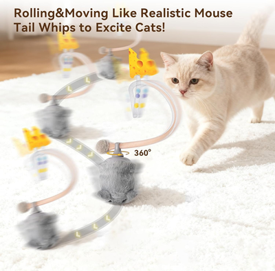 Migipaws Interactive Migimouse Cat Toy 360 Rolling & Spin with Wiggling  Tail fo | eBay