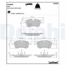 LP3850 DELPHI Bremsbelagsatz, Scheibenfeststellbremse Hinterachse Vorne für ALPI