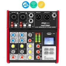 Pyle 4-Ch. Bluetooth Studio Mixer-Pro Audio Digital DJ Audio Mixer Console