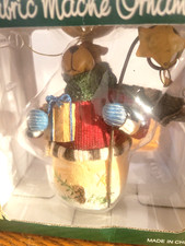 Mache Ornament Moose With Metal Hanger 6" High Fabric