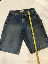 Carpenter Blue Medium Wash Cotton Denim Cargo Shorts Size 28 utility y2k baggy