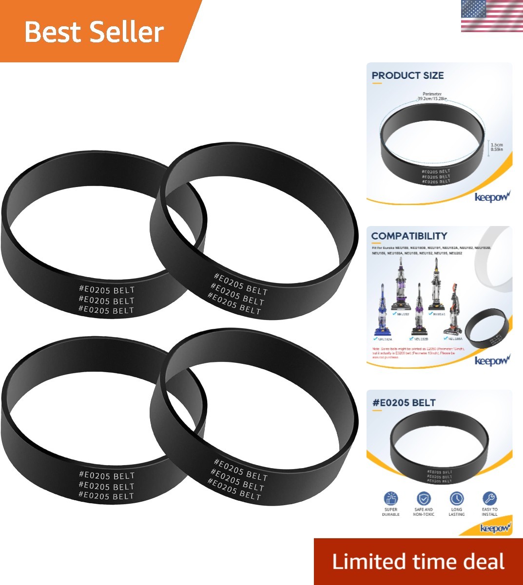 Essential E0205 Replacement Belts for Eureka – 4-Pack for Lasting Cleanliness