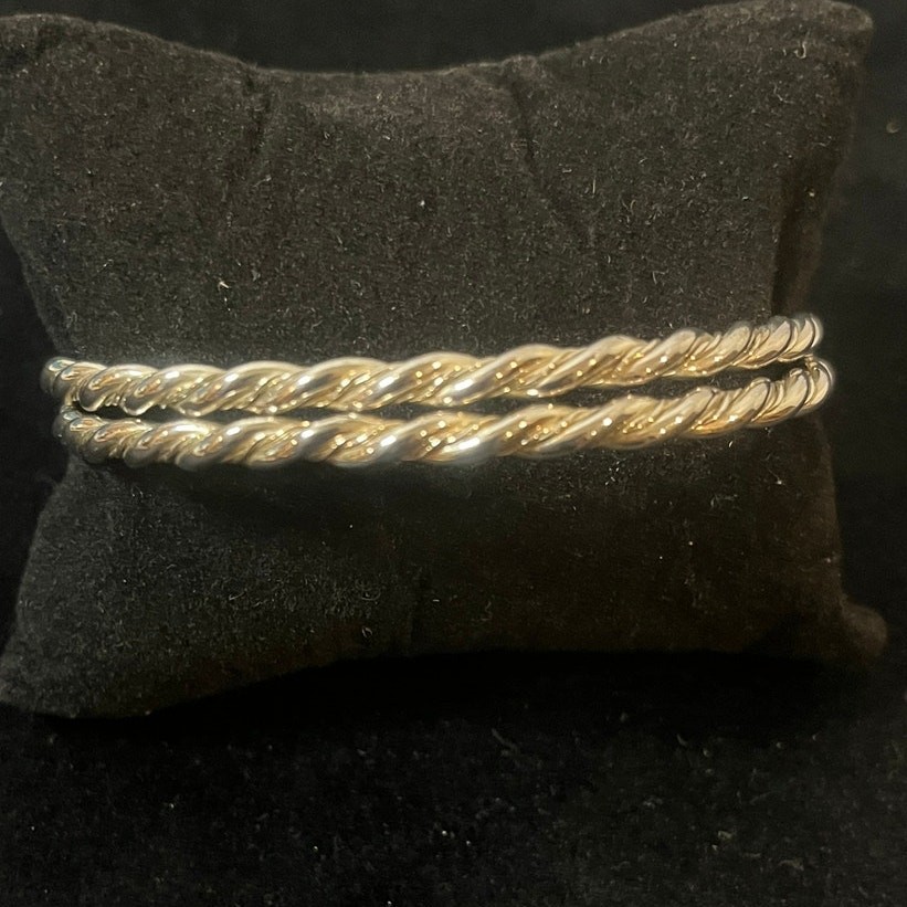 (2) Twisted Rope Silver Bangle Bracelets - from C… - image 2
