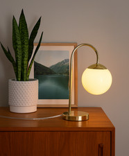 M&S Home Art Deco Globe Lamp Gold 37cm high PAT Tested Modernist Mid-century