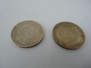 2 Stück Silber Münzen 5 Korona von 1900 K.B.