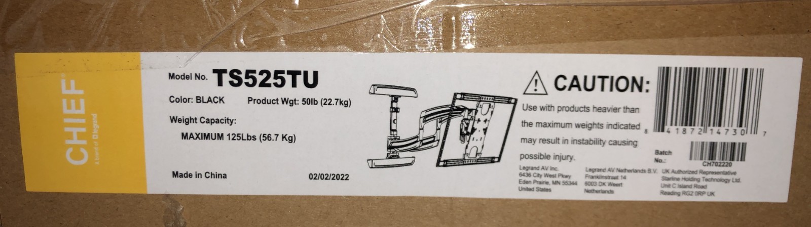 Chief TS525TU Universal Tilt TV Wall Mount 32‑65&Prime; Flat Panel Display - NEW