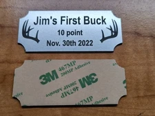 Custom Engraved Brushed Silver Tone Deer Hunting Plaque 1st Buck Tag Plate Sign