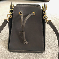 Vtg Bally Gray Leather Structured Bucket bag ...