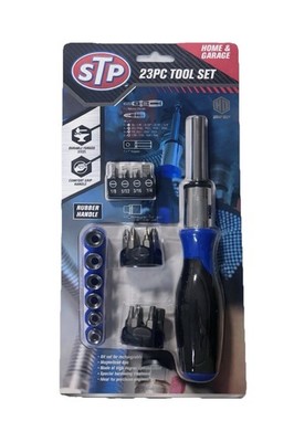 STP 23-piece Ratchet Screwdriver Tool Set W/ Bits & Socket Set -Home & Garage