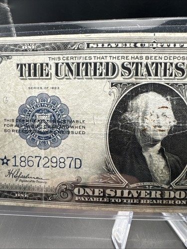 1923 $1.00 Blue Seal Silver Certificate Big Bill Rare Star Note! *18672987D - Picture 3 of 12