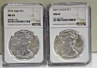 2017, 2018  US Silver Eagle $1 NGC MS69