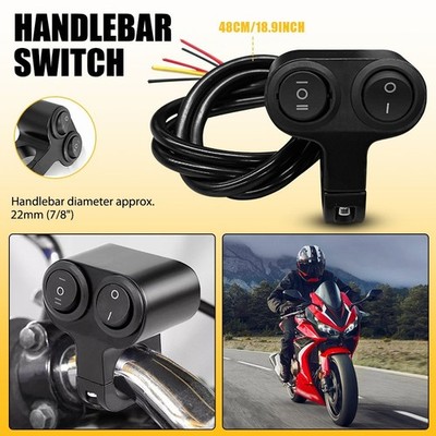 Handlebar 12V Button Dual Off On 22mm Switch 7/8'' Motorcycle Motorbike ATV Refit