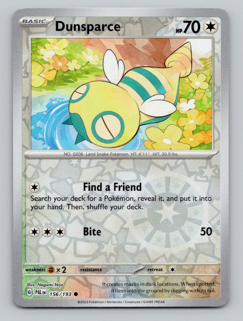Dunsparce 156/193 Common Paldea Evolved Pokemon Reverse Holo Near Mint