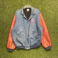 Planet Hollywood Jacket Mens XL Walt Disney World Letterman USA Leather Denim