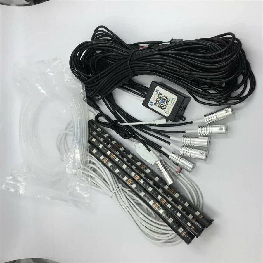 5 Pcs RGB LED Fiber Optical Decor Neon Atmosphere Light Foot Lamp BT APP Control - Image 2 of 4